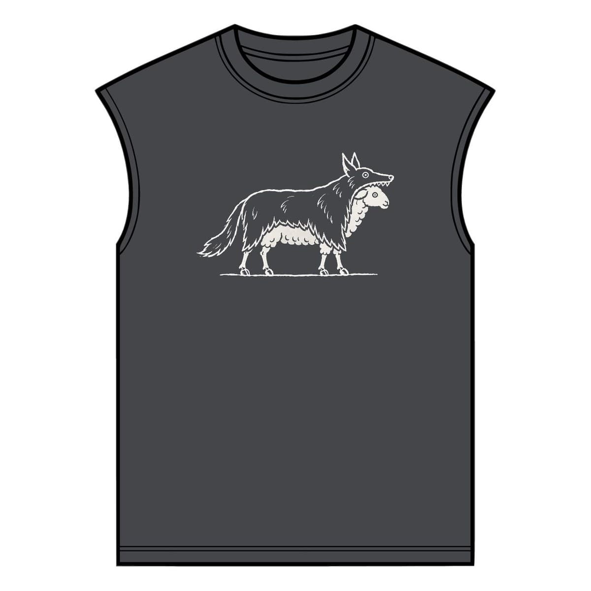 Among Wolves Muscle Tee in shadow grey, front
